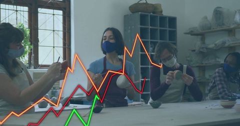 Creative Crafting Workshop with Diverse Group Shaping Clay