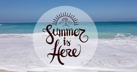 Summer Vibes with Beach Background and Typography Art - Download Free Stock Images Pikwizard.com