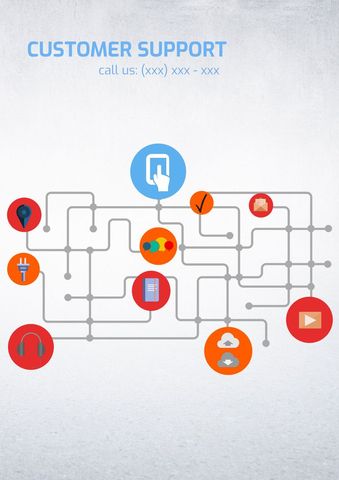 Connected Customer Support Icons Symbolizing Service Efficiency - Download Free Stock Templates Pikwizard.com