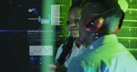 IT Engineers Analyzing Data Visualization in Server Room - Download Free Stock Images Pikwizard.com