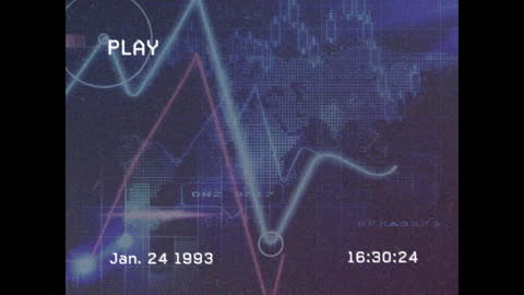 Vintage Video Screen with Financial Data Analysis Animation