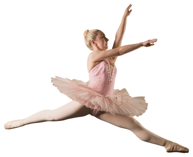 Caucasian Female Ballet Dancer Jumping in Tutu on Transparent Background - Download Free Stock Videos Pikwizard.com