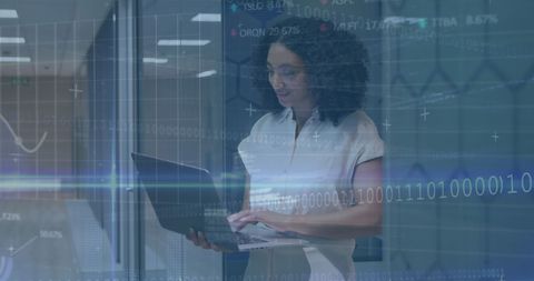 Businesswoman engaged in digital finance analysis