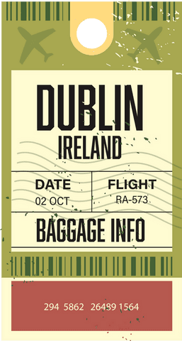 transparent vintage dublin luggage tag with aviation icons - Download Free Stock Videos Pikwizard.com