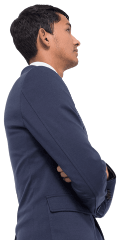 Transparent Businessman in Suit Standing with Arms Crossed - Download Free Stock Videos Pikwizard.com
