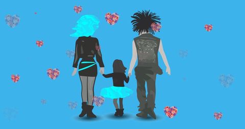 Family Bond with Punk Parents Holding Daughter's Hands - Download Free Stock Images Pikwizard.com
