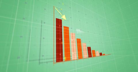 Digital Bar Graph with Declining Data Points on Green Background - Download Free Stock Images Pikwizard.com