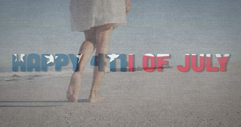 4th of July Celebration on Beach Concept with Flag Text - Download Free Stock Images Pikwizard.com