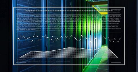 Data Processing Overlay in Advanced Server Room Environment - Download Free Stock Images Pikwizard.com