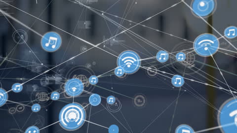Digital Network of Multimedia and Communication Icons