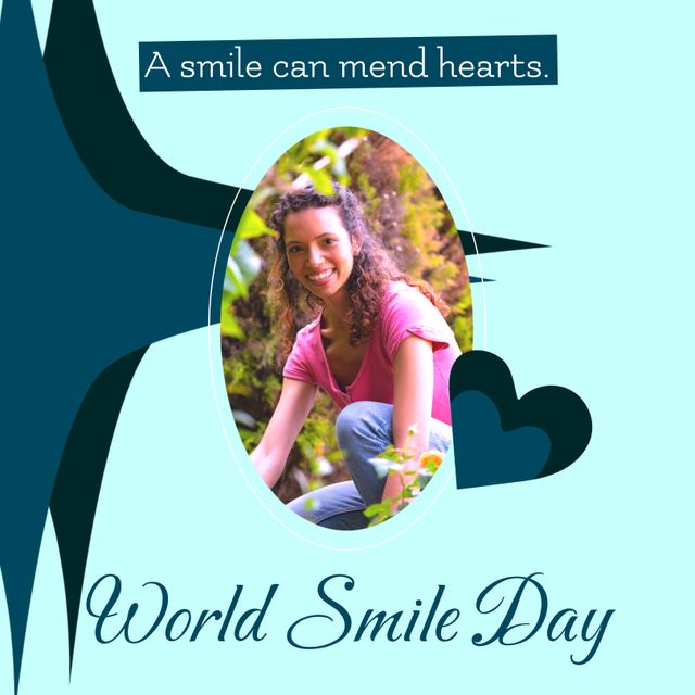 World Smile Day Inspirational Banner with Smiling Woman - Download Free Stock Templates Pikwizard.com