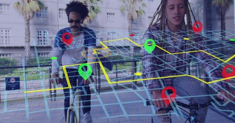 Diverse Cyclists Navigating Digital City Map for Urban Transport