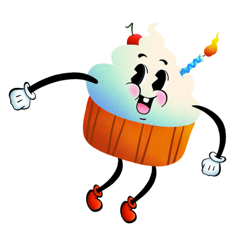 happy cupcake character dancing with candle on transparent background - Download Free Stock Videos Pikwizard.com