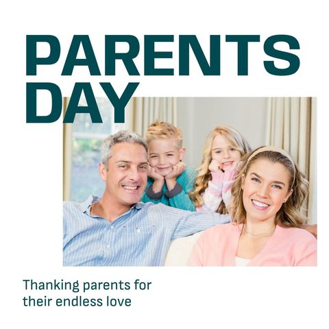 happy family portrait celebrating parents day in home setting - Download Free Stock Templates Pikwizard.com