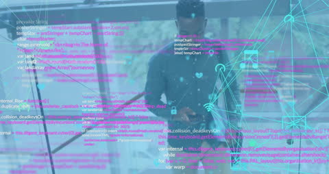 Businessman Integrating Technology with Data Visualization