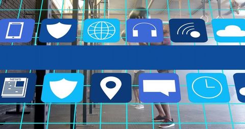 Fitness Team Training in Gym with Virtual Interface