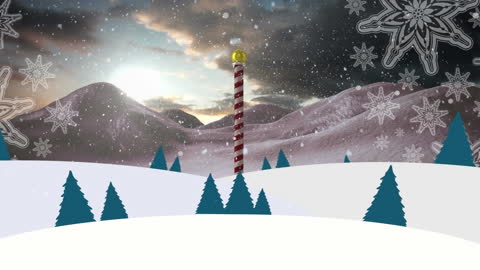 Enchanting North Pole Animation with Falling Snowflakes