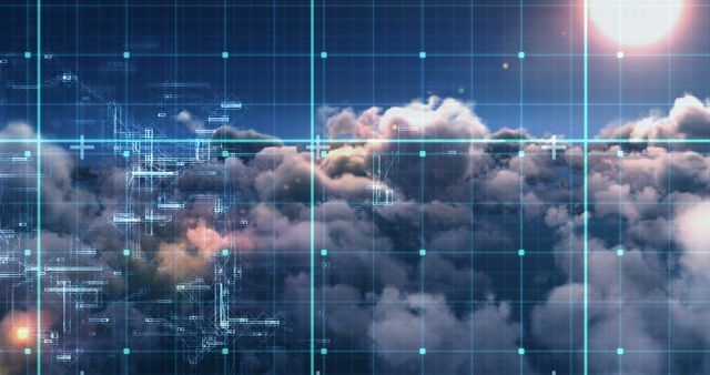 Cloud Computing with Digital Data Interfaces in Sky - Download Free Stock Images Pikwizard.com