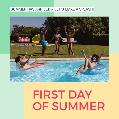 Joyful Diverse Friends Celebrating Start of Summer in Pool - Download Free Stock Templates Pikwizard.com