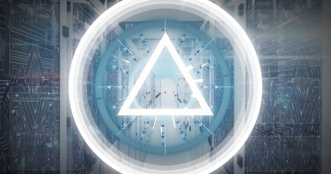 Futuristic digital data analysis in secure server room