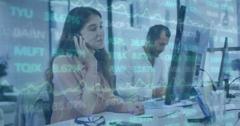 Call Center Representative with Stock Market Data - Download Free Stock Images Pikwizard.com