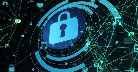Digital Security Concept with Lock Icon on Network - Download Free Stock Images Pikwizard.com