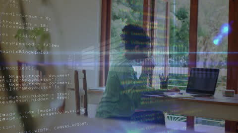 Businesswoman Working with Digital Data Interface