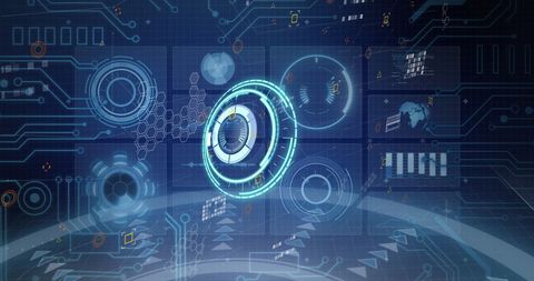 Futuristic Digital Interface with Virtual Data and Processing Circles - Download Free Stock Images Pikwizard.com