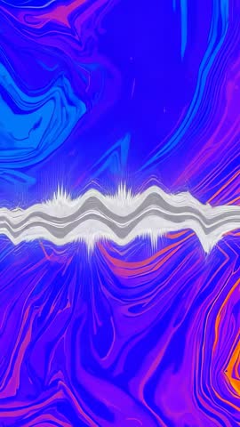 Pulsing White Zigzag Waveform Reacting to Beats Over Shifting Neon Marble Vertical Video