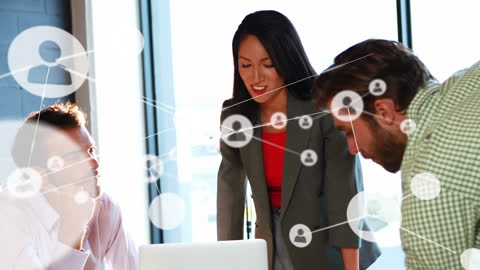 Business Team Collaborating on Global Communication Project