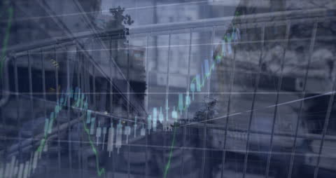 Financial Data Animation with Shopping Cart Background