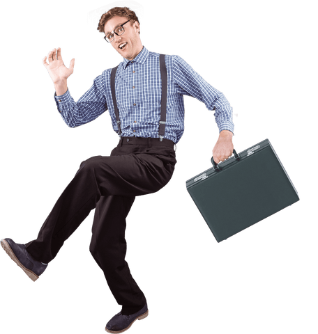 Playful Businessman Jumping with Briefcase on Transparent Background - Download Free Stock Videos Pikwizard.com