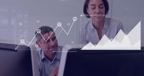 Business Professionals Analyzing Graphical Financial Data