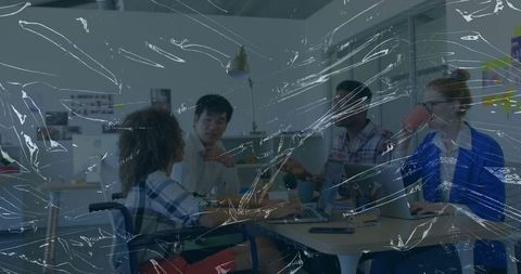 Diverse Team Collaborating in Vibrant Office Environment