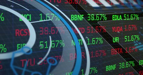 Digital financial data abstract over dark background