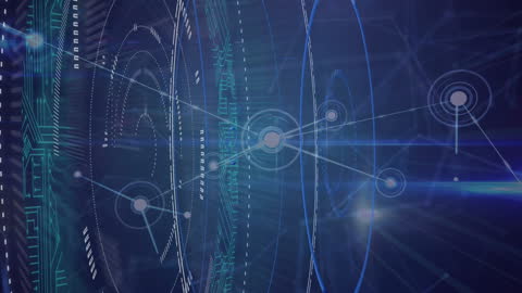 Futuristic Digital Interface with Networking Circles