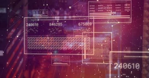 Futuristic Digital Interface with Numeric and Data Panels