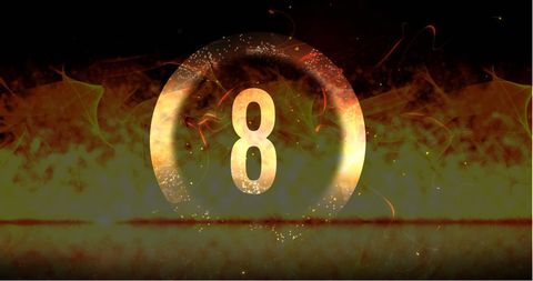 dramatic countdown with glowing number 8 over fiery background - Download Free Stock Images Pikwizard.com
