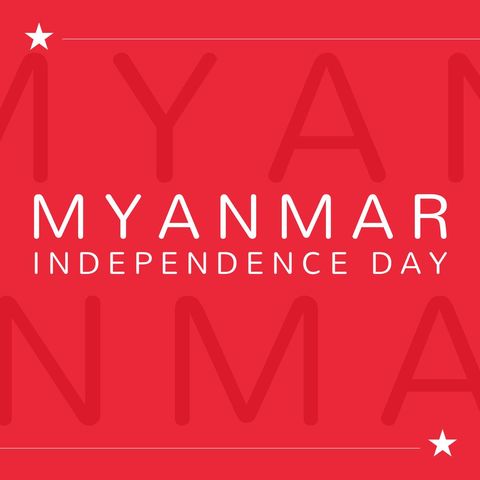 Myanmar Independence Day Celebration on Bold Red Background - Download Free Stock Templates Pikwizard.com