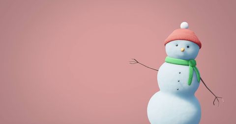 Festive Snowman on Smooth Pink Background Inviting Cheer - Download Free Stock Images Pikwizard.com