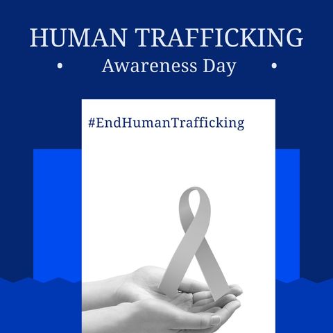 Human Trafficking Awareness Day Blue Themed Poster - Download Free Stock Templates Pikwizard.com