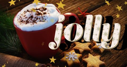 Festive Holiday Coffee with Jolly Text Overlay - Download Free Stock Images Pikwizard.com