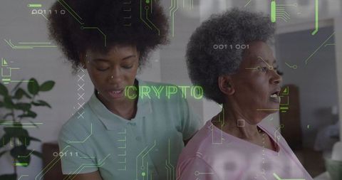Daughter Provides Support and Comfort at Home with Futuristic CRYPTO Overlay