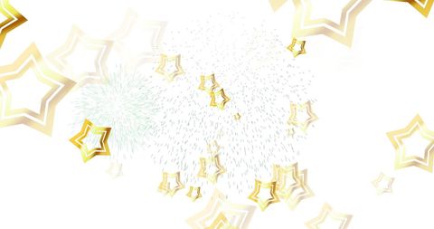 Festive Gold Stars Cascading on White Background