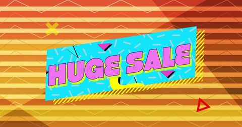 Vibrant retro banner promoting huge sale