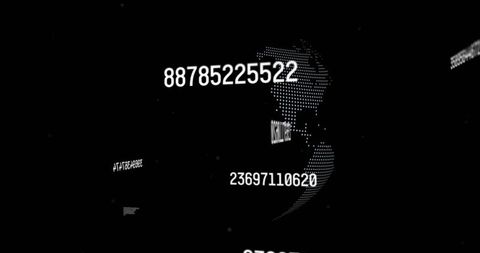 Digital data streams flowing across global interface in black space
