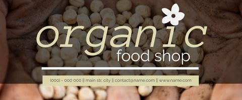 Organic food shop banner with chickpeas background