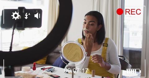 Influencer Filming Makeup Vlog with Ring Light and Smartphone - Download Free Stock Images Pikwizard.com