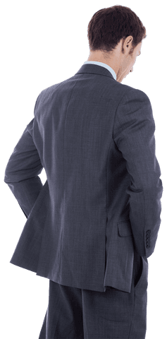 Transparent Back View of Businessman in Suit Standing Confidently