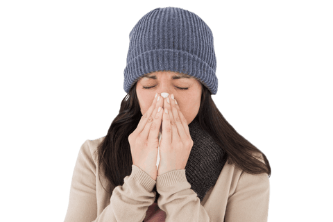 transparent image of woman bleaking her nose in winter clothing - Download Free Stock Videos Pikwizard.com